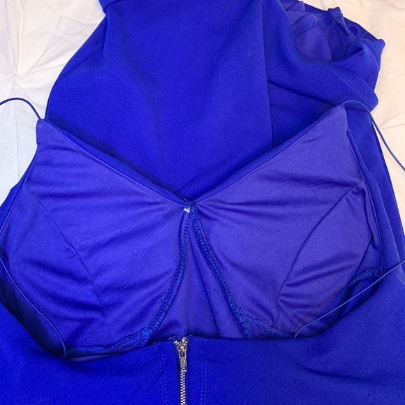 Revamped | Royal Blue Mesh Side Cutout Mini Dress - Picture 4 of 7